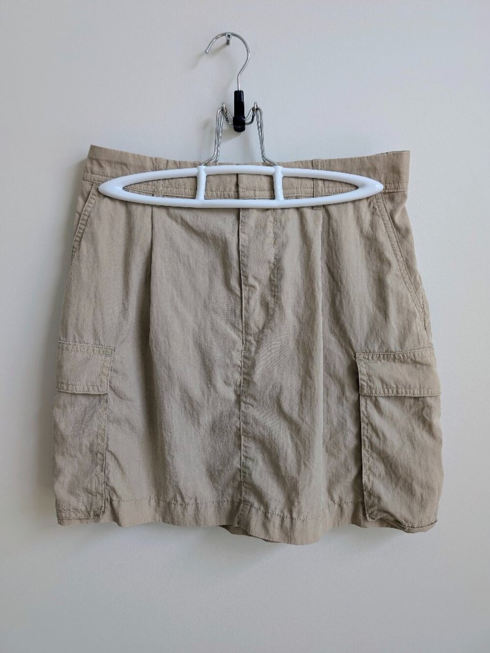 Gap XS Soft Tan Lyocell Lightweight Shirt Mini Skirt Cargo Pockets